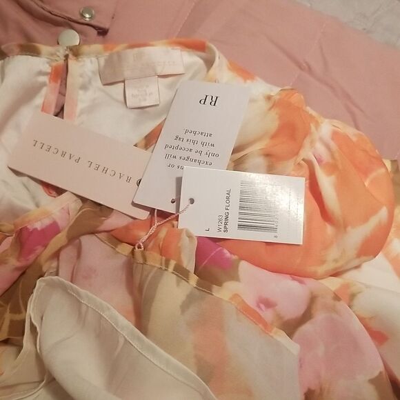 NWT Rachel Parcell Smocked Dress Puff Sleeve Pink Spring Multi Floral L - Picture 15 of 16